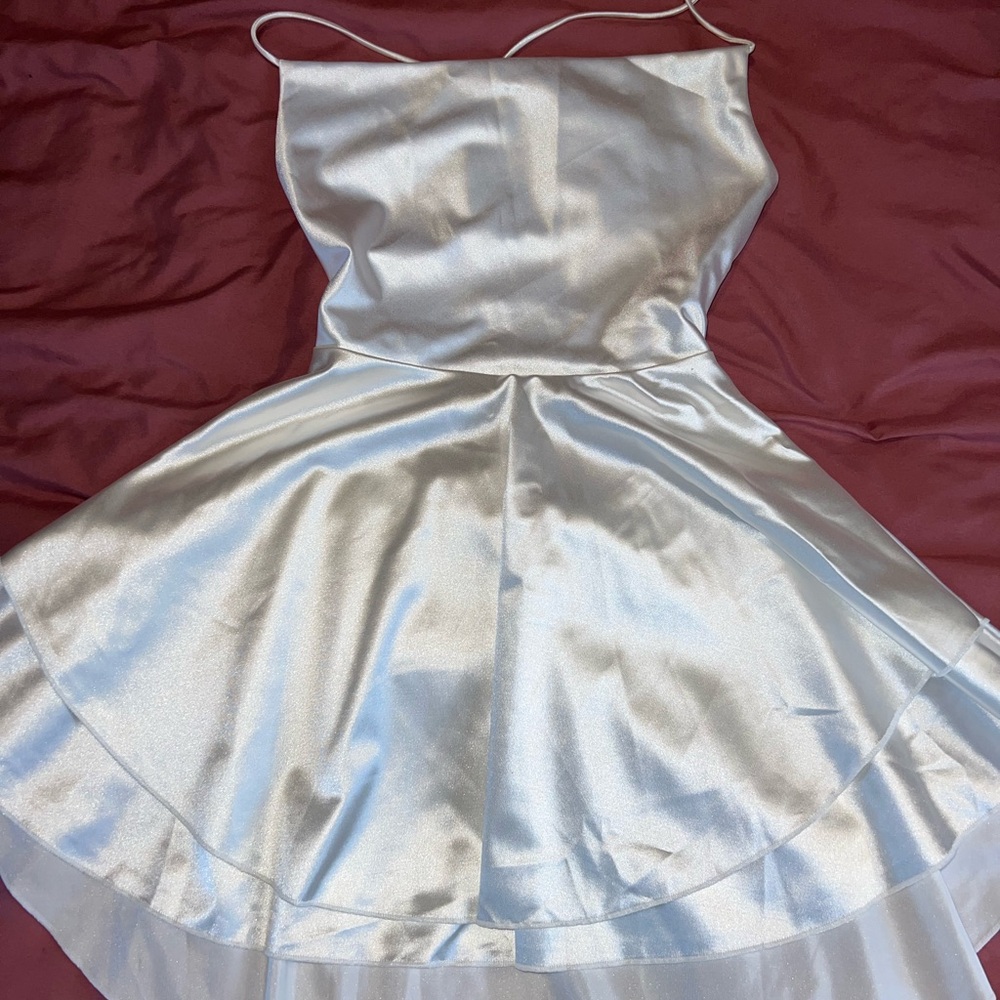 Elegant Silver Satin Dress